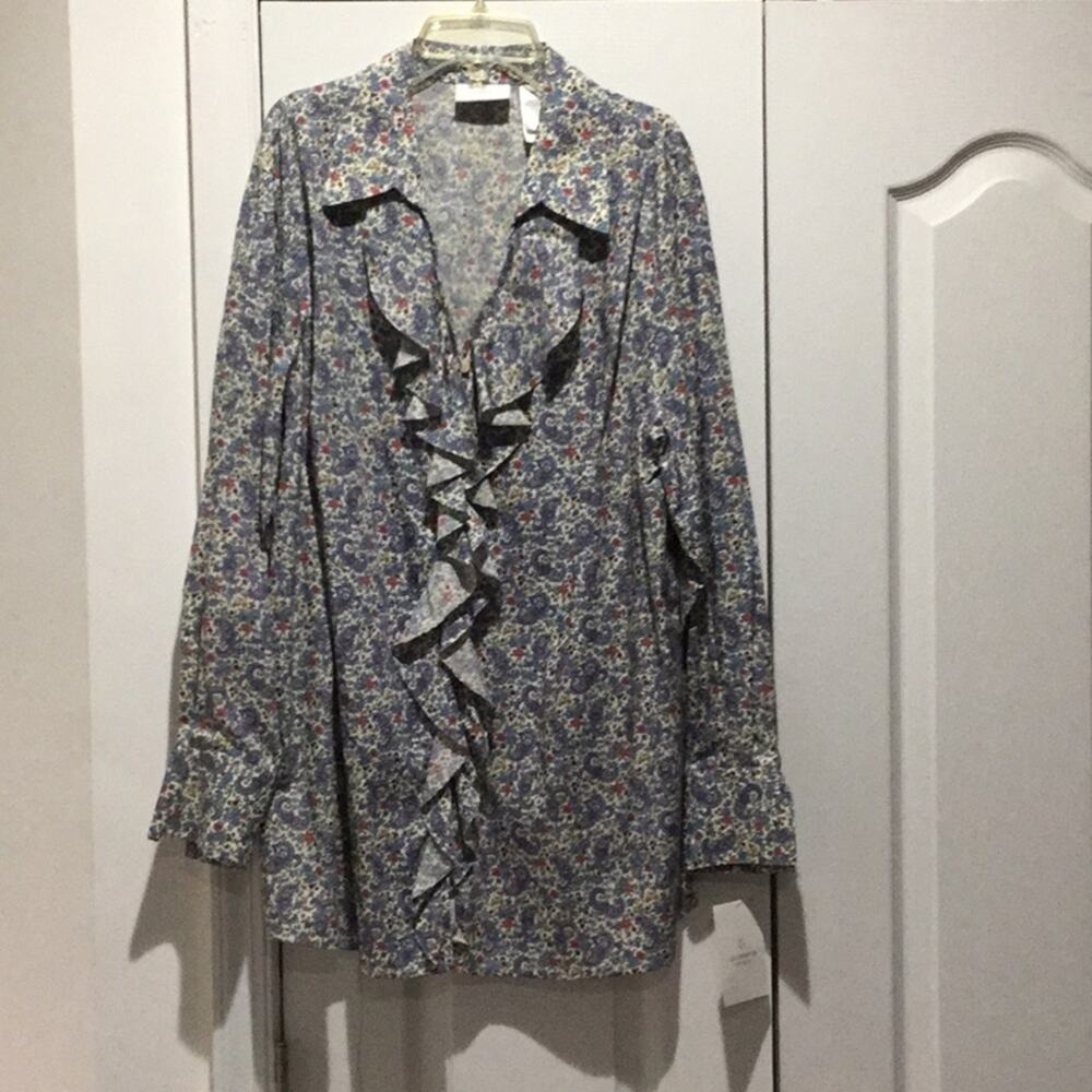 Liz Claiborne 16w blue repeating paisley print NWT